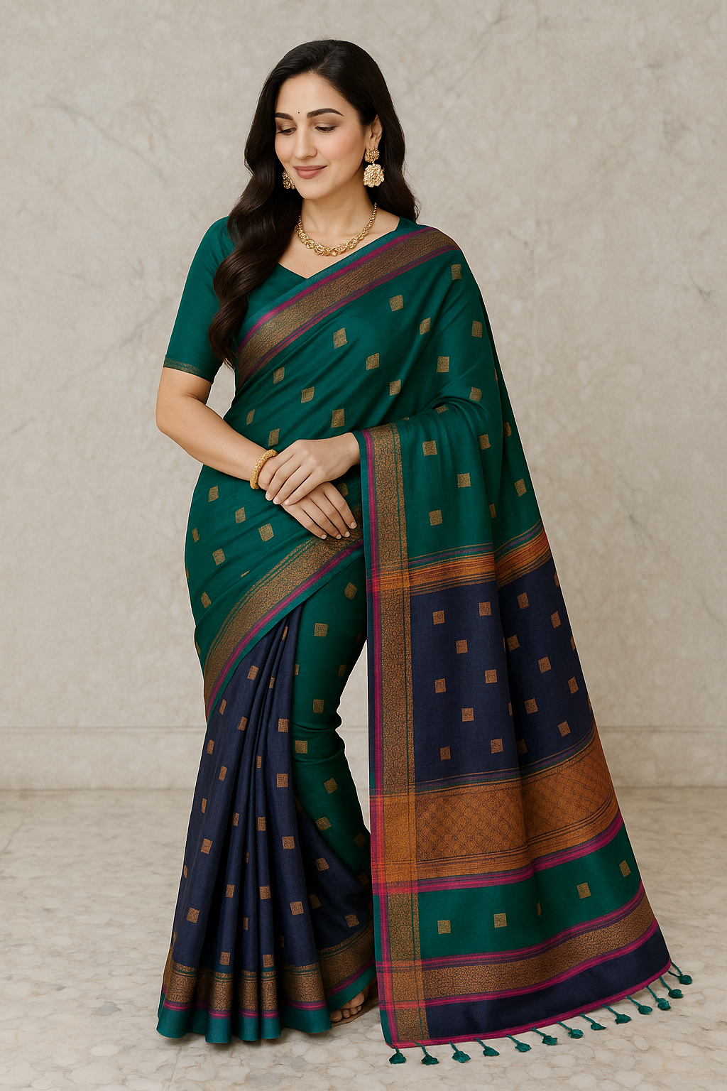 Dual Colour Copper Jori Handloom