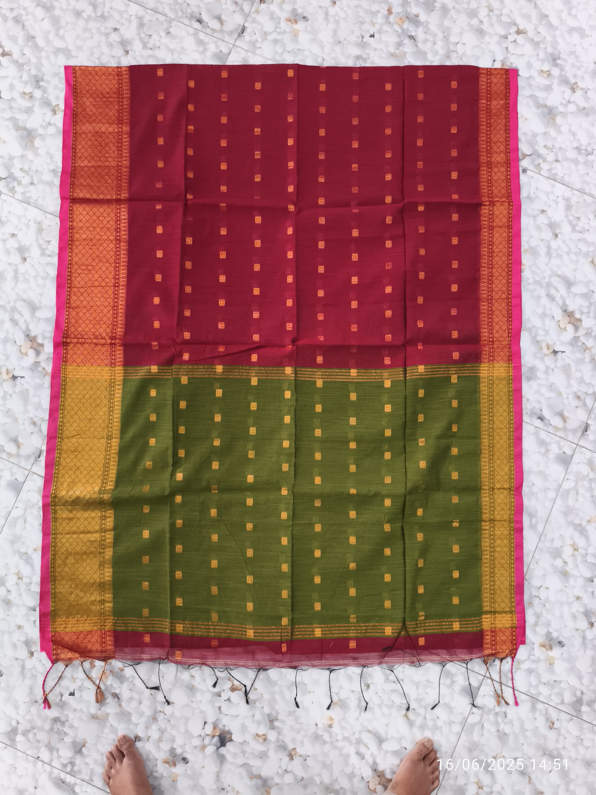 Dual Colour Copper Jori Handloom - Image 4